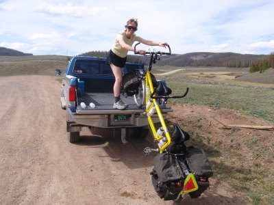 Loading the Bee onto the back of our truck.